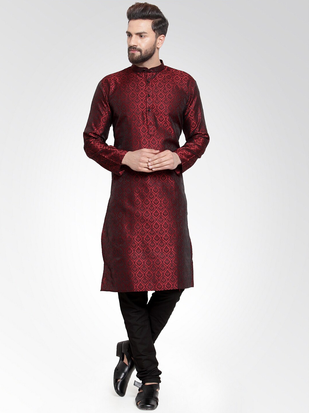 

Jompers Men Maroon Ethnic Motifs Kurta with Churidar