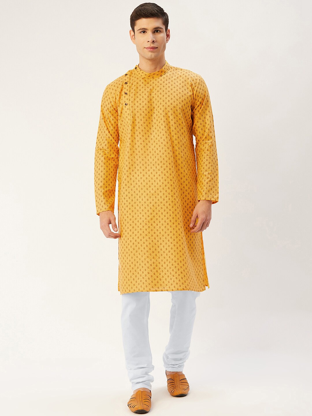 

Jompers Men Mustard Yellow Ethnic Motifs Printed Kurta with Pyjamas