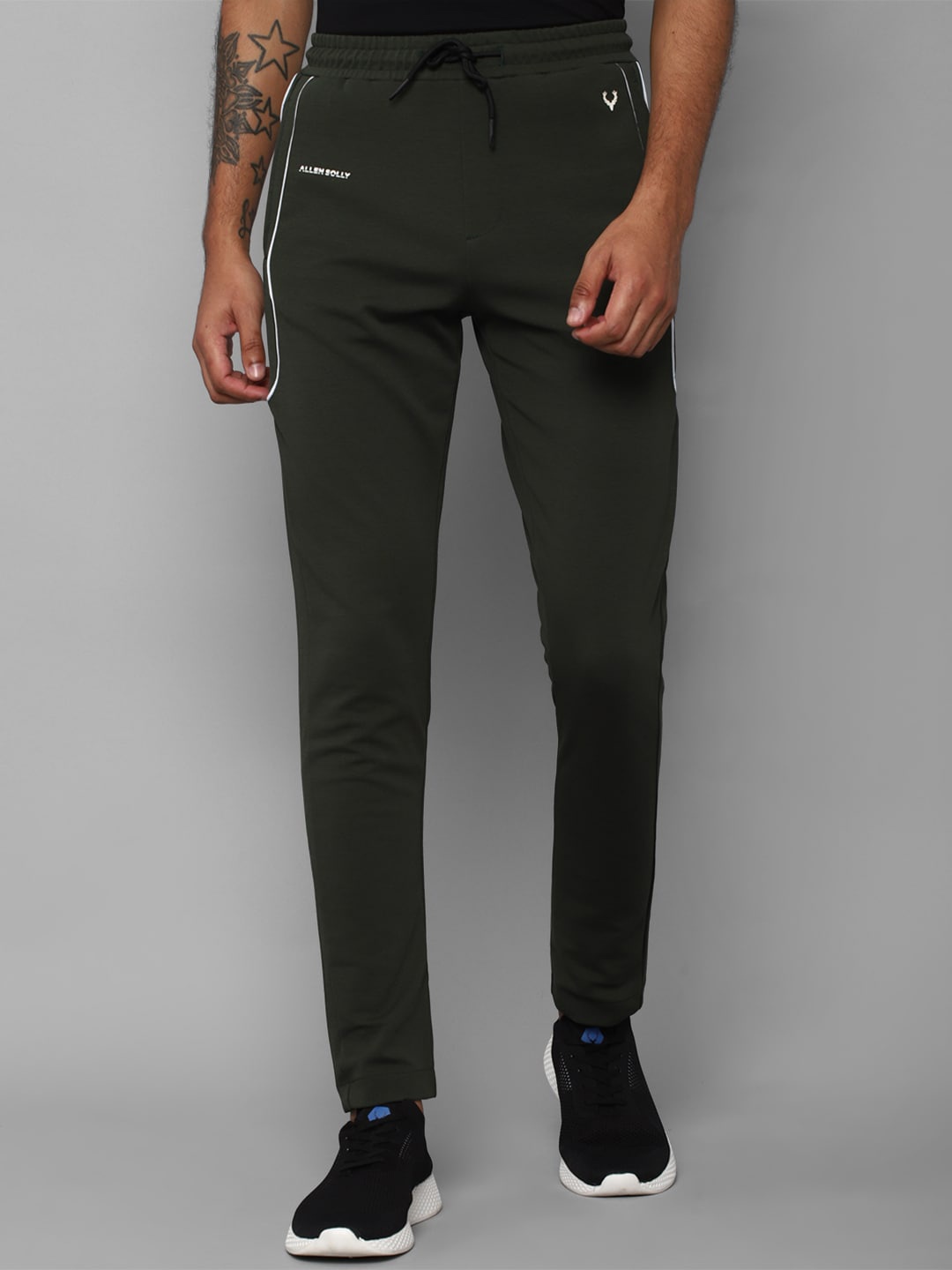 

Allen Solly Men Olive Green Solid Track Pant