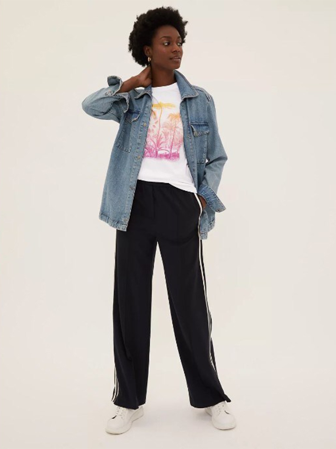 

Marks & Spencer Women White & Pink Printed T-shirt