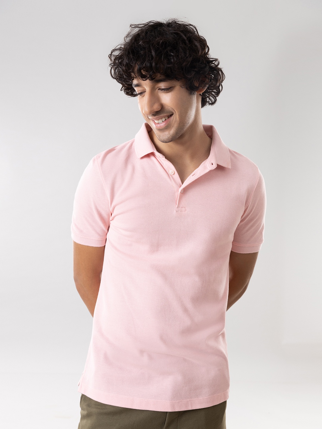 

Gloot Men Clean Cotton Anti Stain Anti Odor Polo Collar T-shirt, Pink