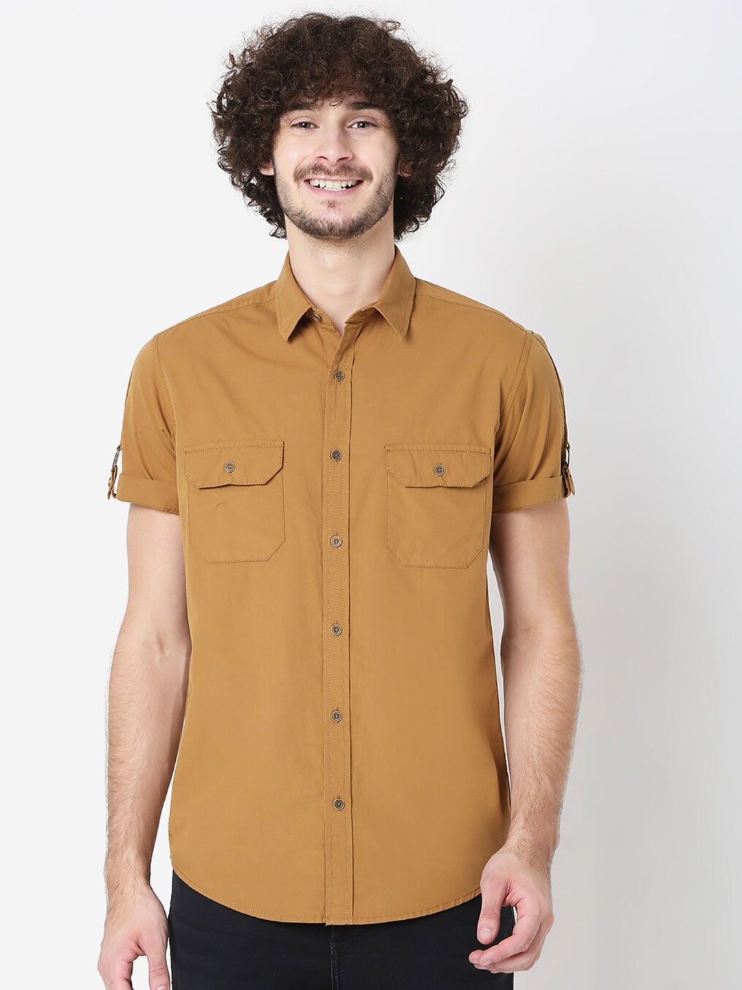 

Mufti Men Khaki Classic Slim Fit Pure Cotton Casual Shirt