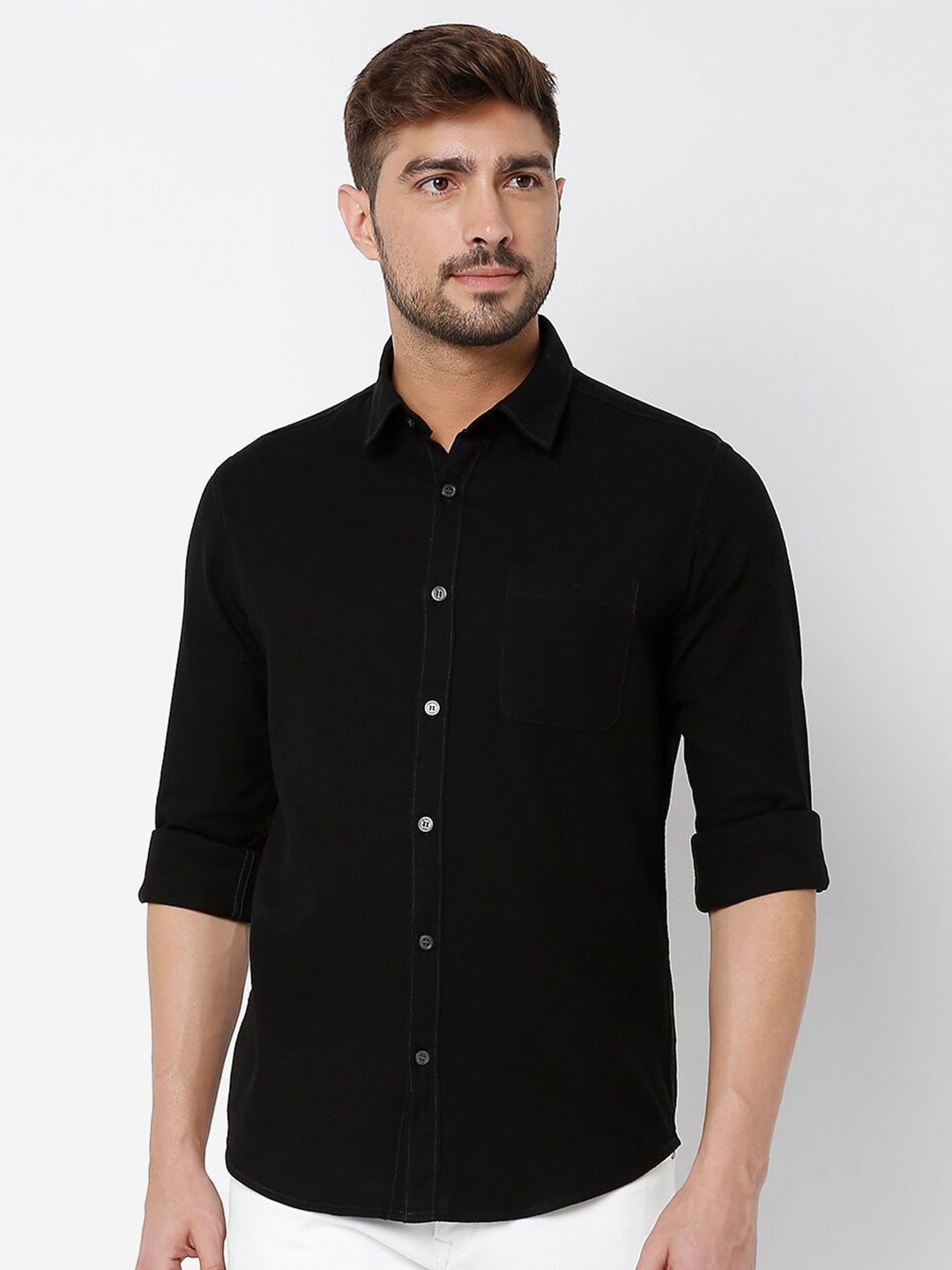

Mufti Men Black Classic Slim Fit Casual Shirt