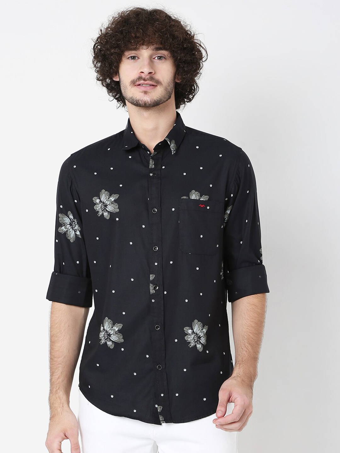 

Mufti Men Black Classic Slim Fit Printed Casual Shirt