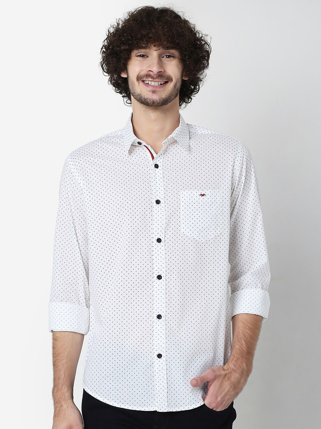

Mufti Men White Classic Slim Fit Printed Cotton Casual Shirt