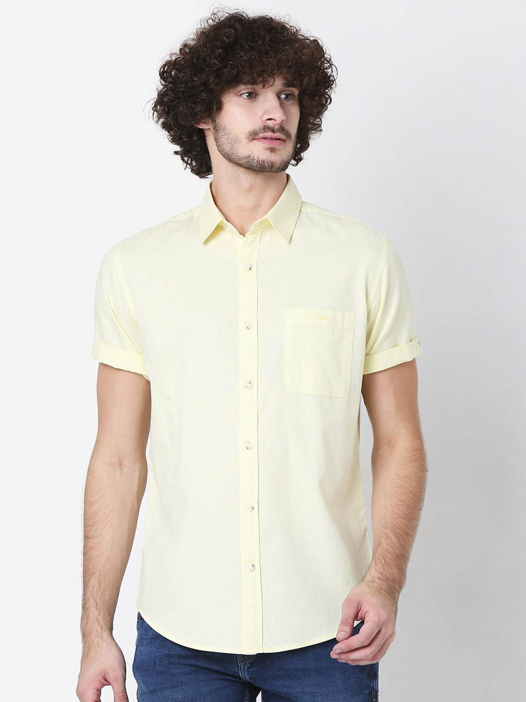 

Mufti Men Yellow Classic Slim Fit Pure Cotton Casual Shirt