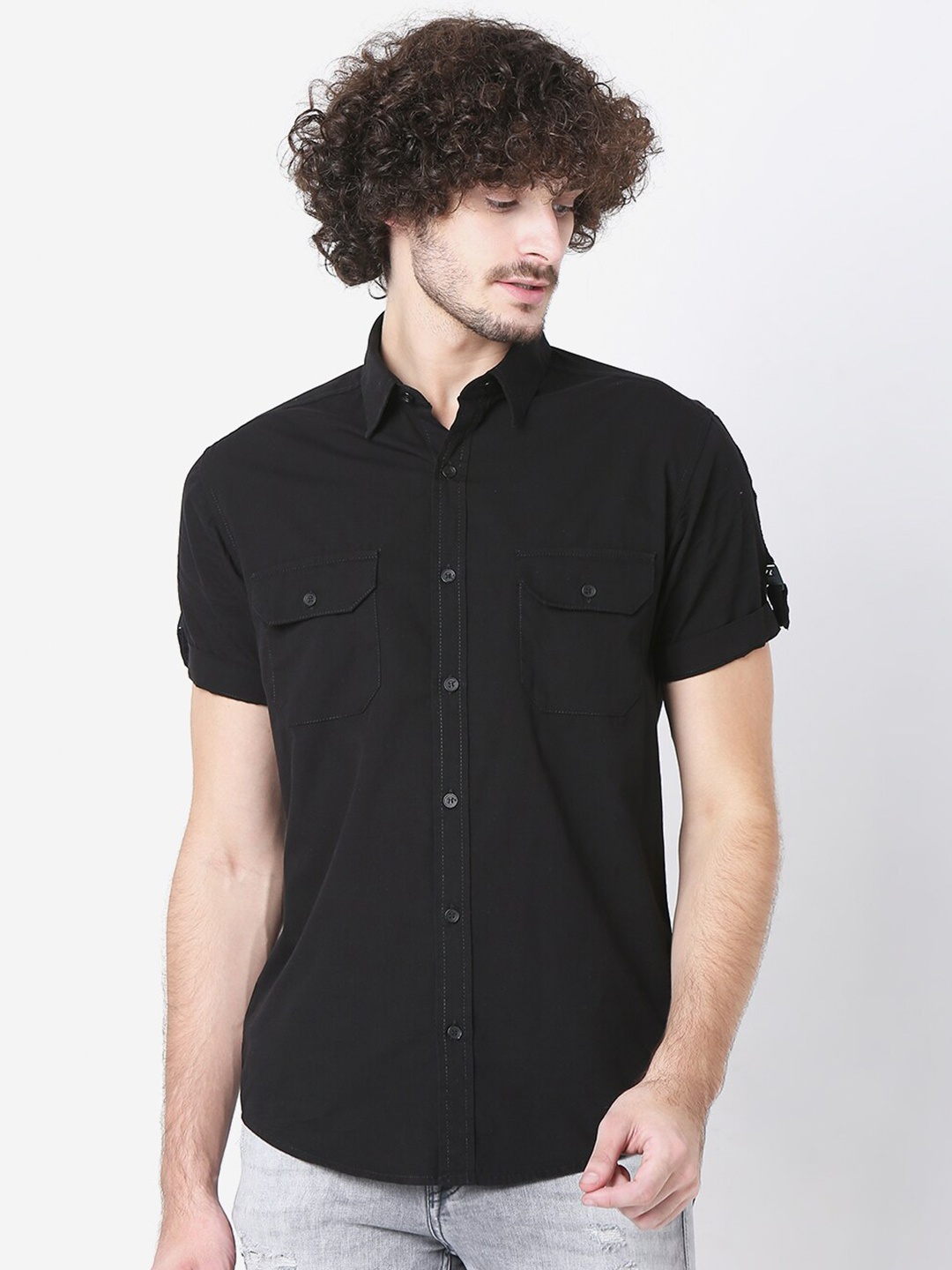 

Mufti Men Black Classic Slim Fit Pure Cotton Casual Shirt