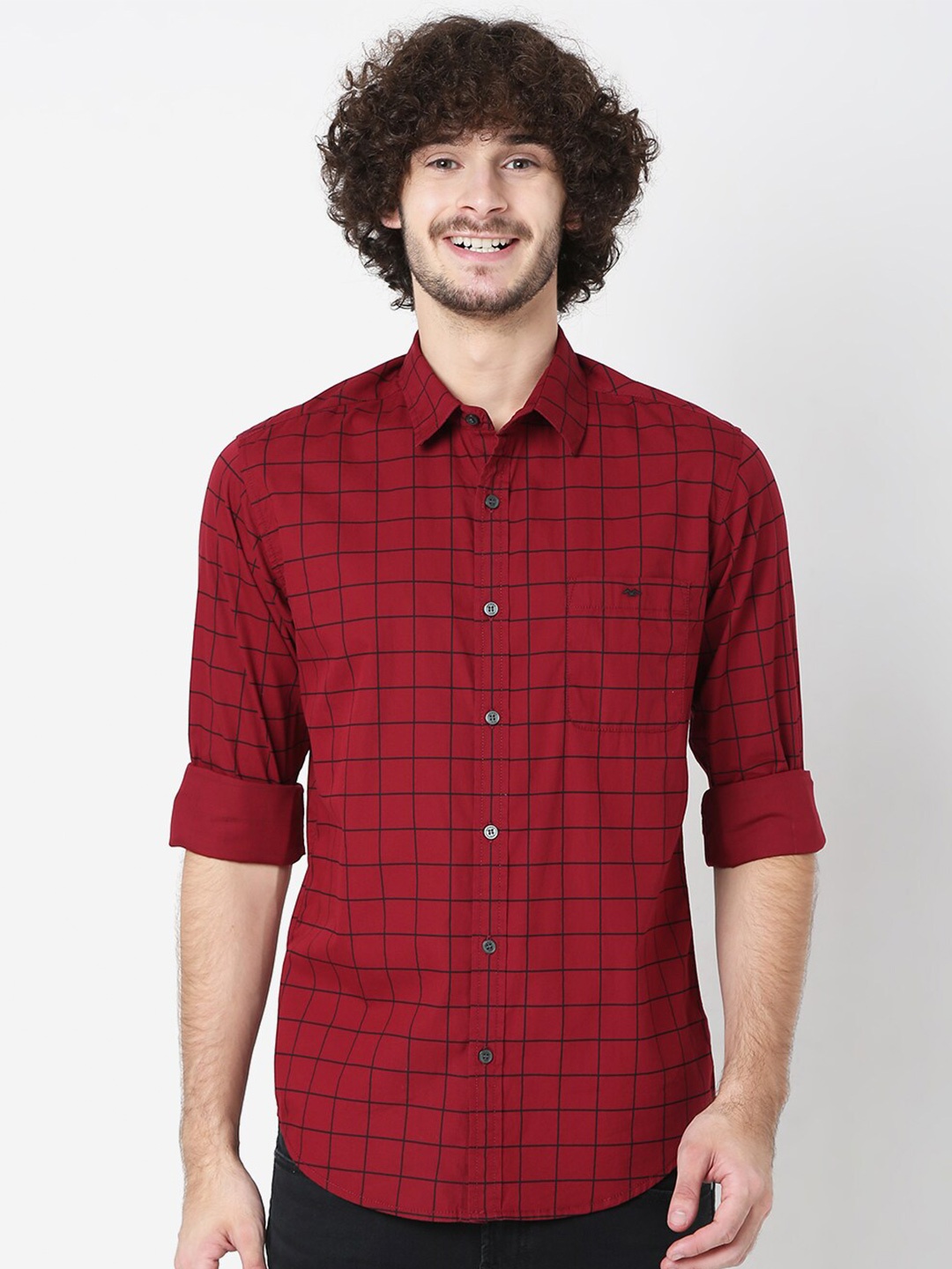 

Mufti Men Maroon Classic Slim Fit Checked Cotton Casual Shirt
