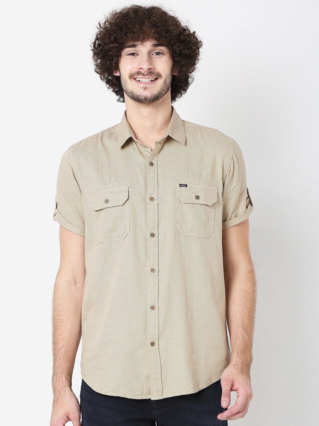 

Mufti Men Khaki Classic Slim Fit Cotton Casual Shirt