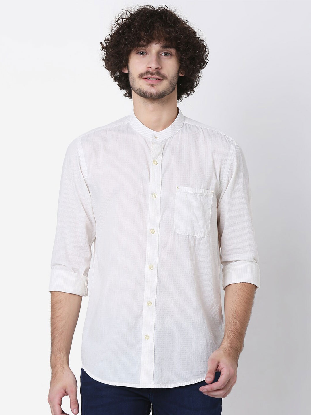 

Mufti Men White Classic Slim Fit Pure Cotton Casual Shirt