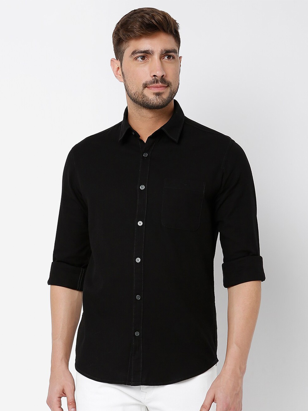 

Mufti Men Black Classic Slim Fit Cotton Casual Shirt