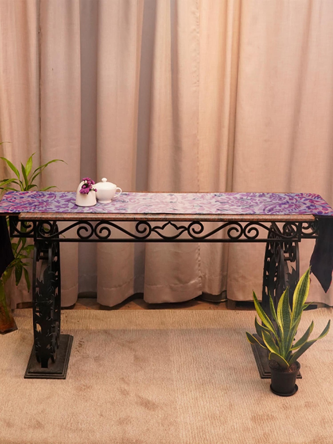 

ZEBA Purple Ethnic Motif Table Runners