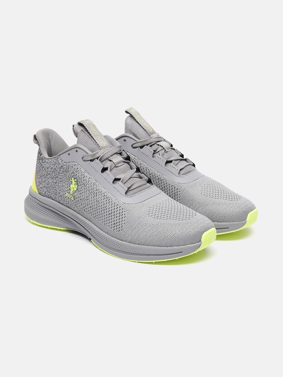 

U S Polo Assn Men Grey & Green Textile Walking Shoes