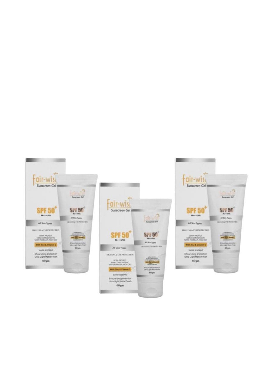 

Fair Wish Pack of 3 Sunscreen Gel SPF 50 + Matte Formula Non Oily 60 g Each, White
