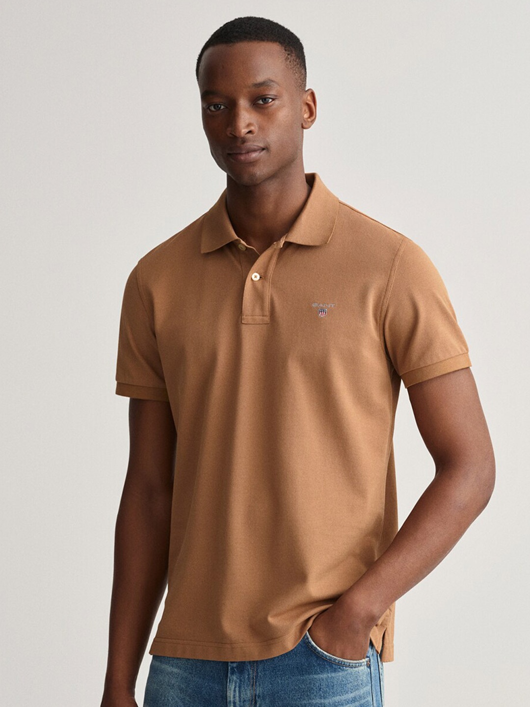 

GANT Men Brown Polo Collar T-shirt