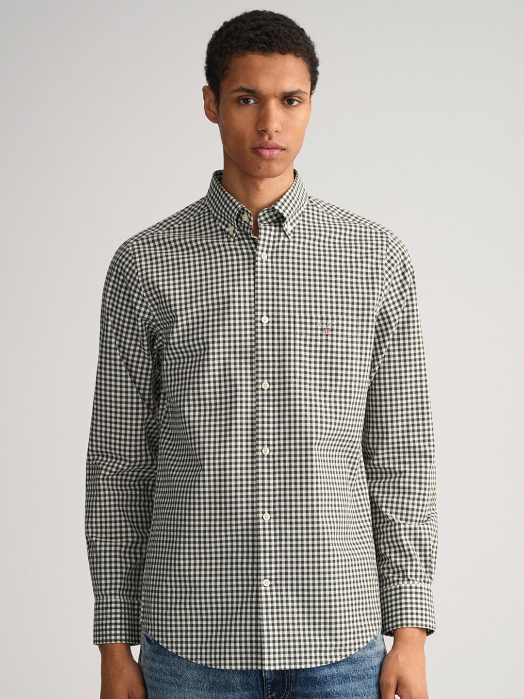 

GANT Men Green Classic Gingham Checks Checked Casual Shirt