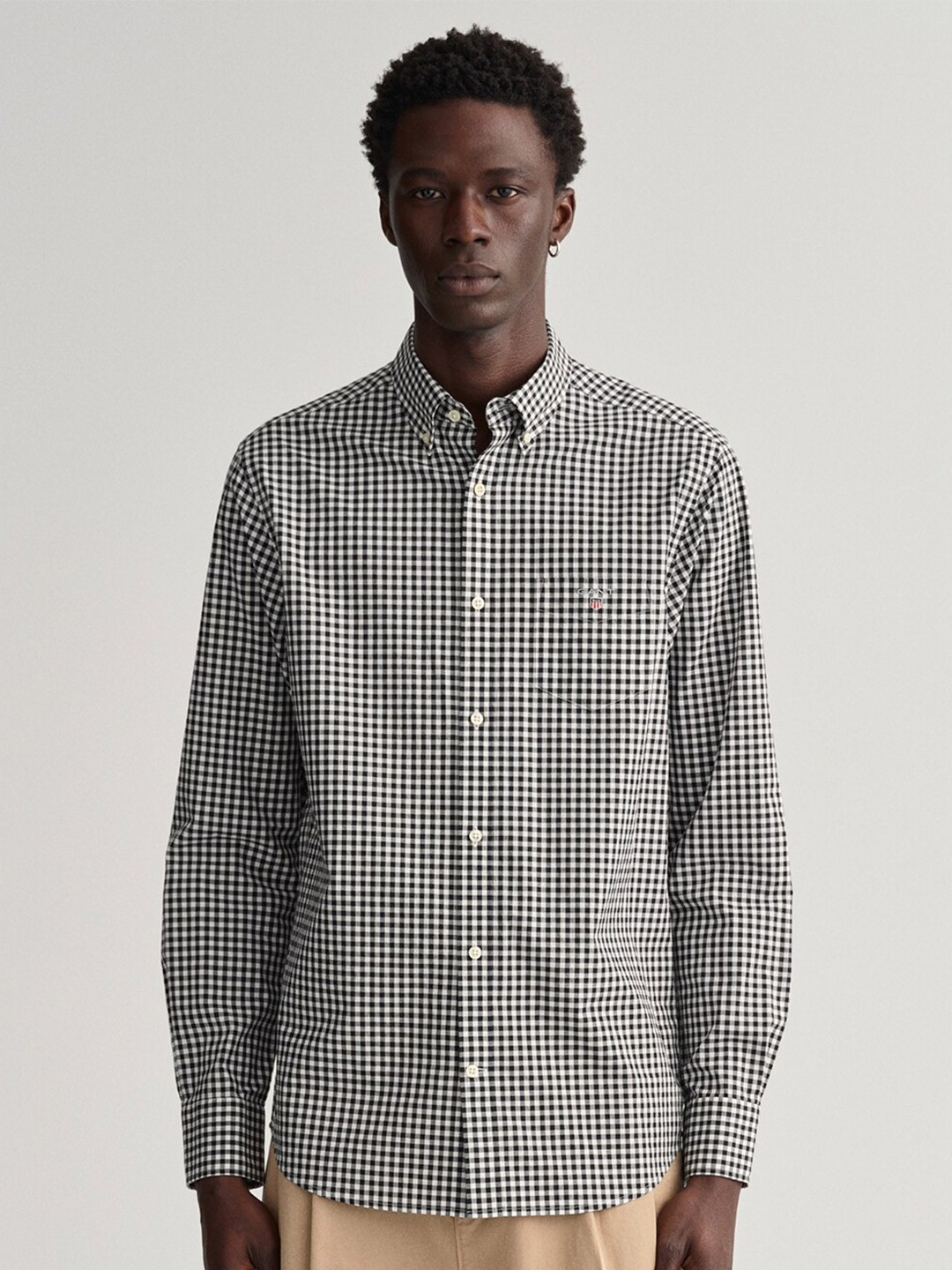 

GANT Men Black Cotton Micro Checked Classic Casual Shirt