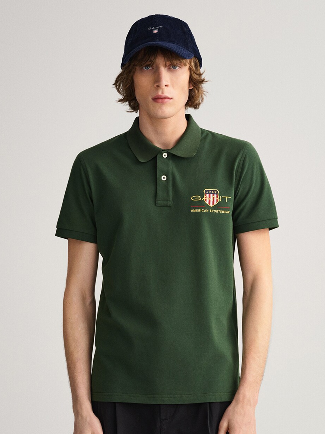 

GANT Men Green Polo Collar T-shirt