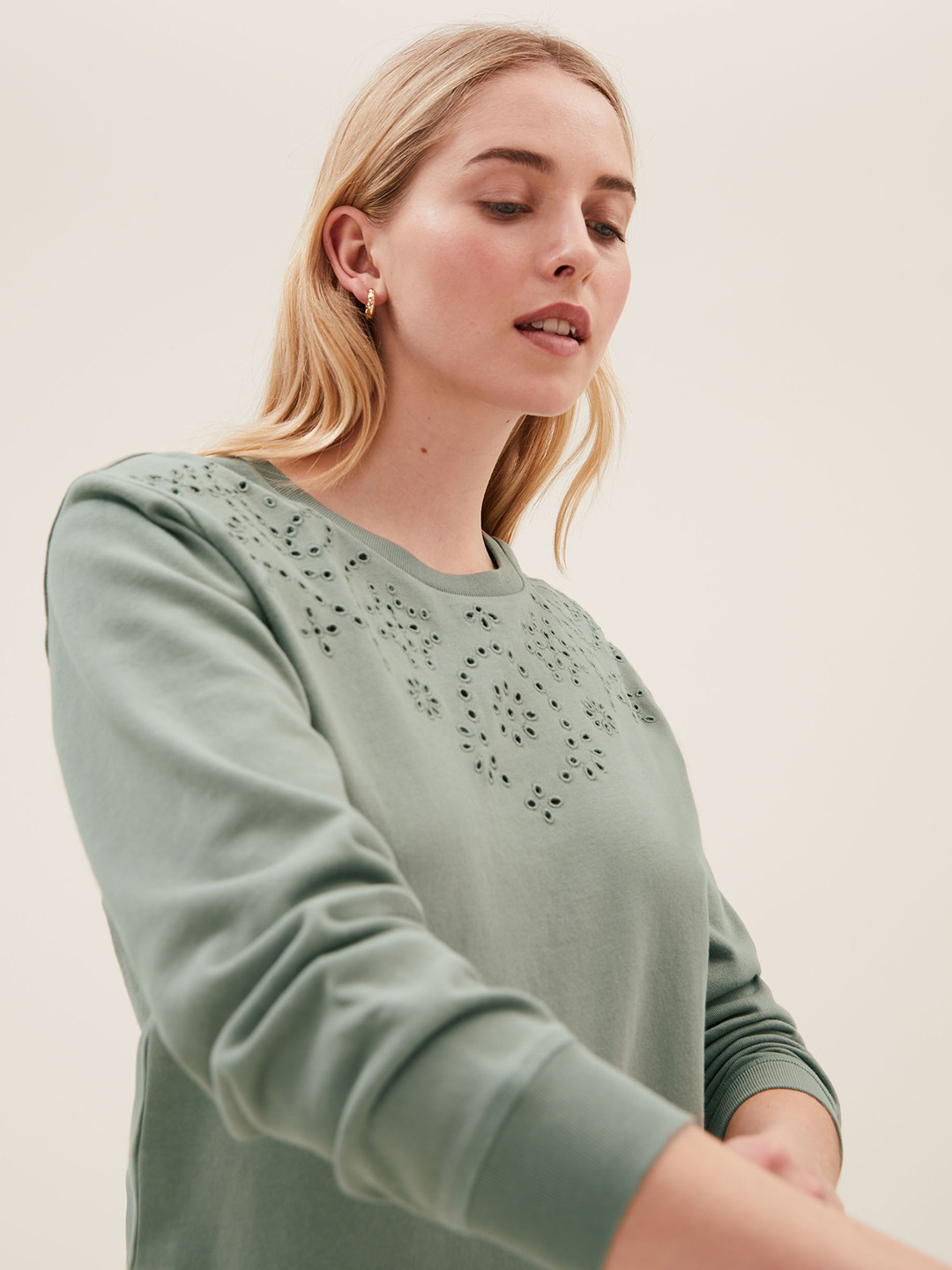 

Marks & Spencer Women Green Solid Sweatshirt