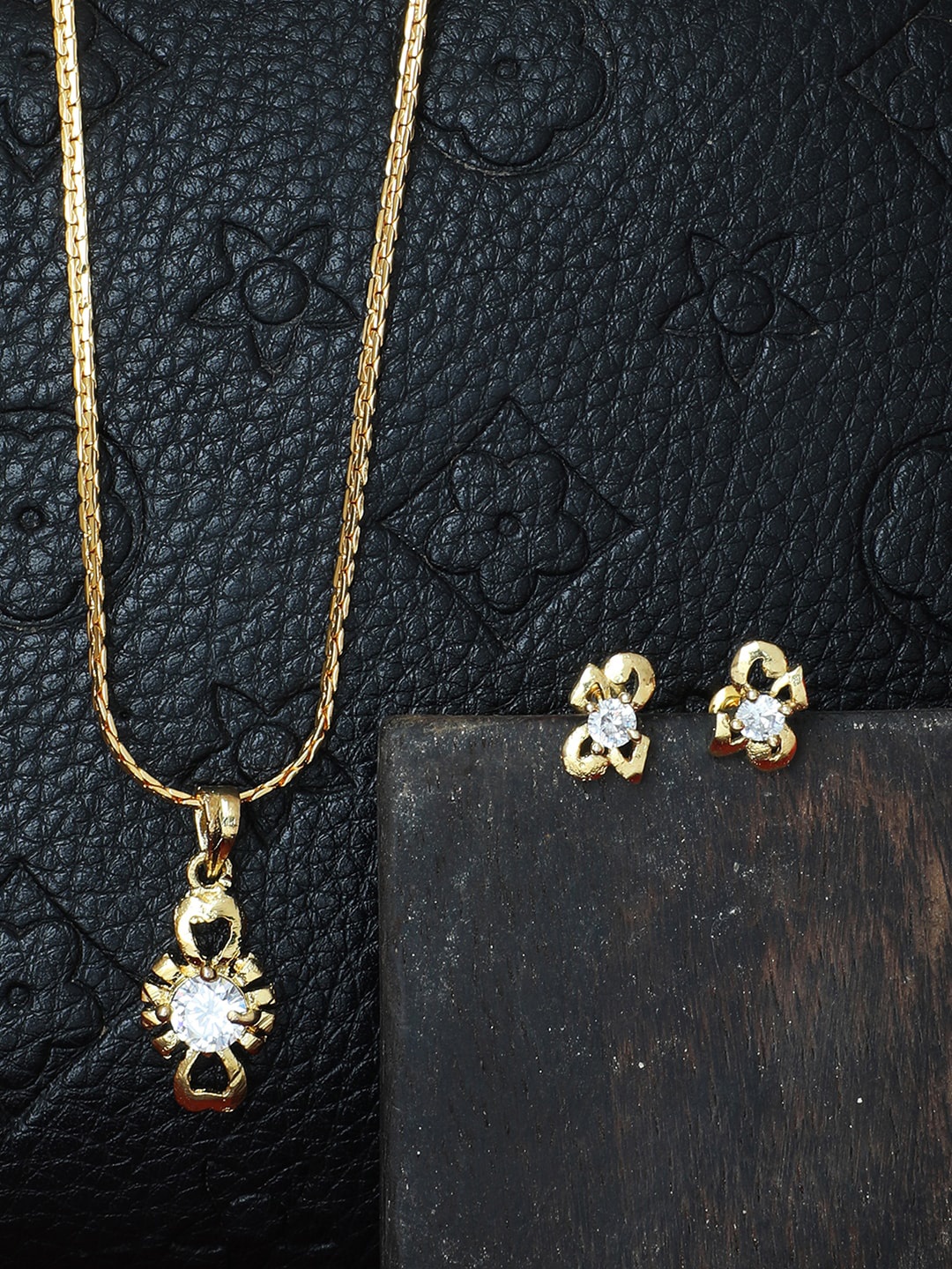 

Bhana Fashion Gold-Plated White AD Studded Jewellery Set