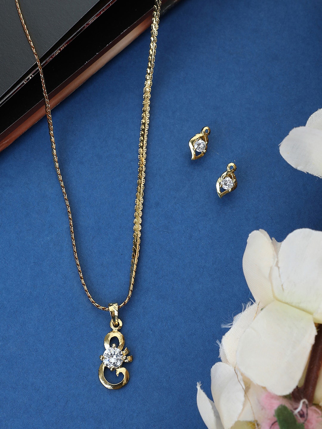 

Bhana Fashion Gold-Plated White AD Stone Studded Jewellery Set