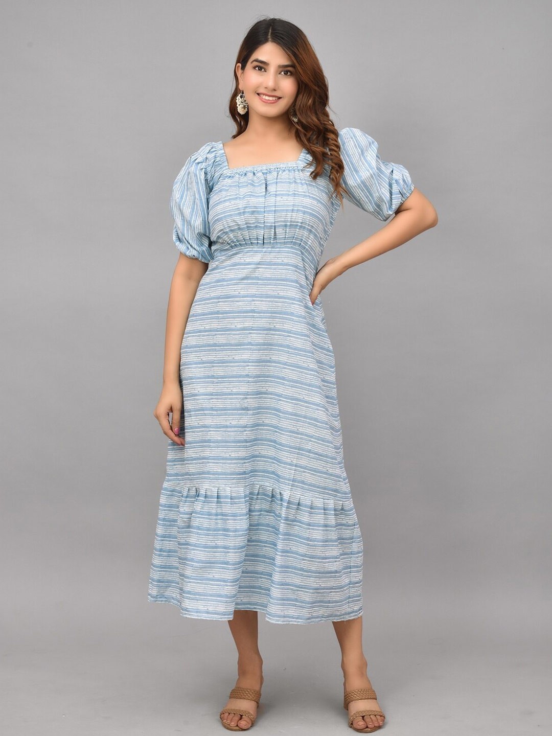 

CYU Blue Striped Smock Dress