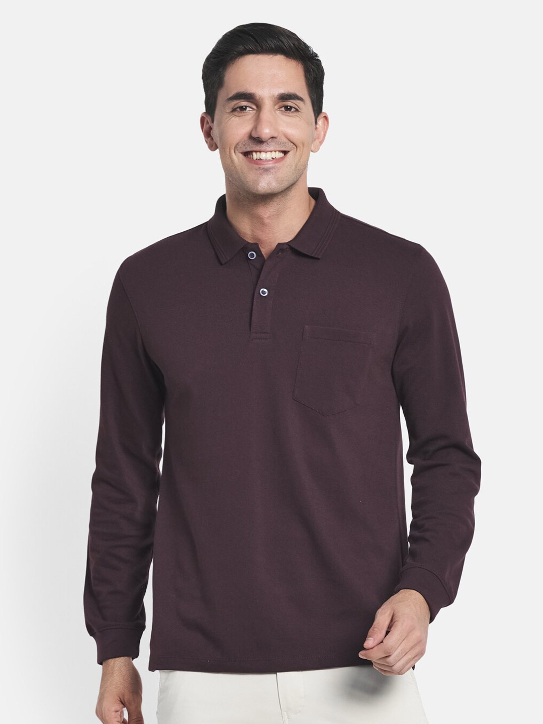 

METTLE Men Maroon Polo Collar T-shirt