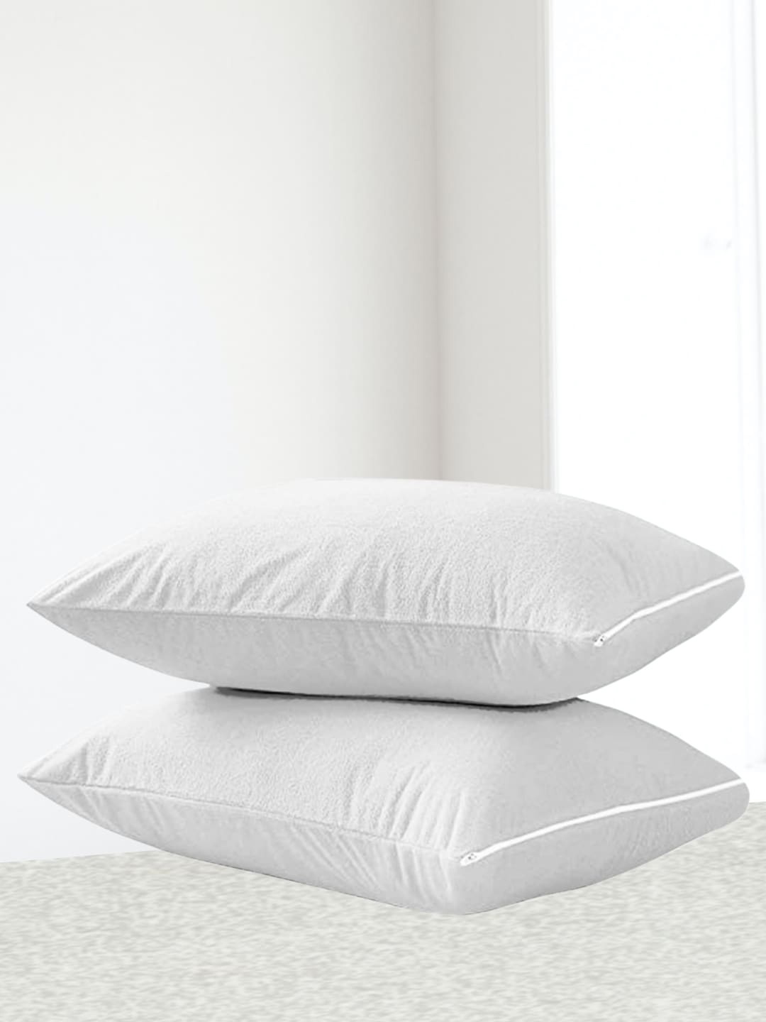 

Trance Home Linen Set Of 2 White Solid Pillow Protector