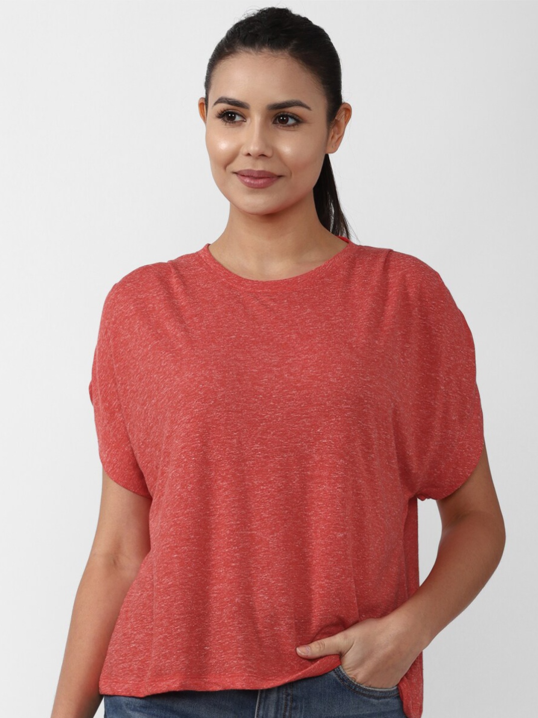 

Van Heusen Woman Red Extended Sleeves Boxy Top