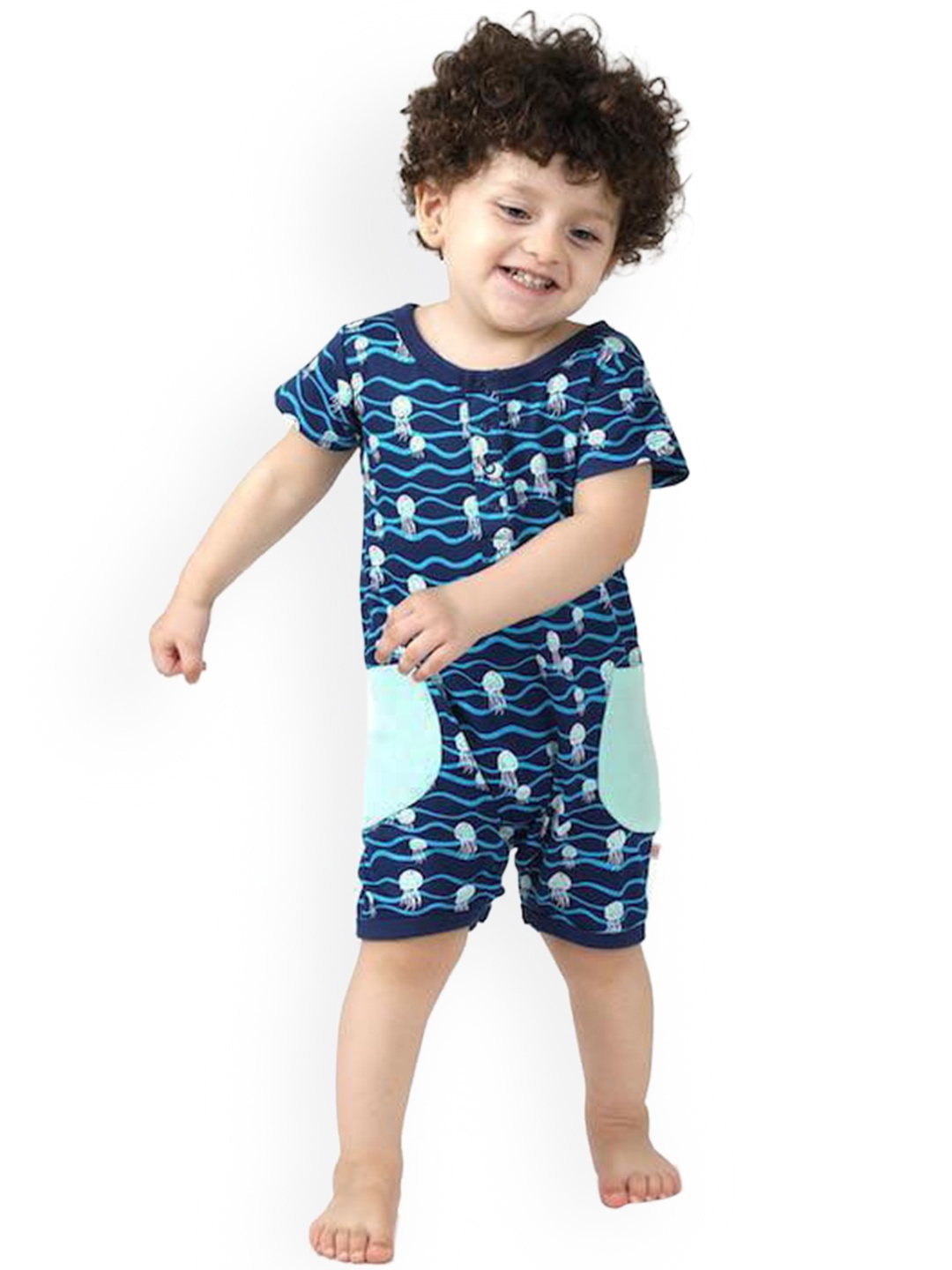 

GREENDIGO Boys Blue Printed Bodysuit