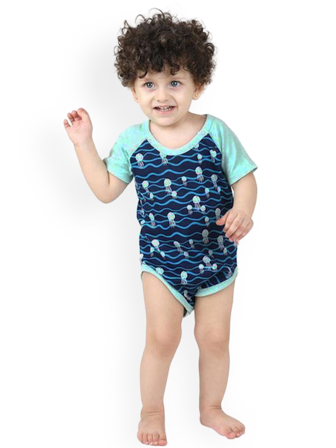 

GREENDIGO Kids Blue Printed Organic Cotton Bodysuit