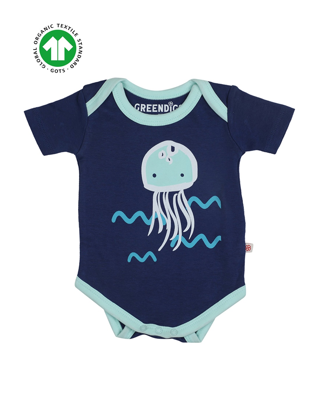 

GREENDIGO Infants Blue Printed Organic Cotton Bodysuit
