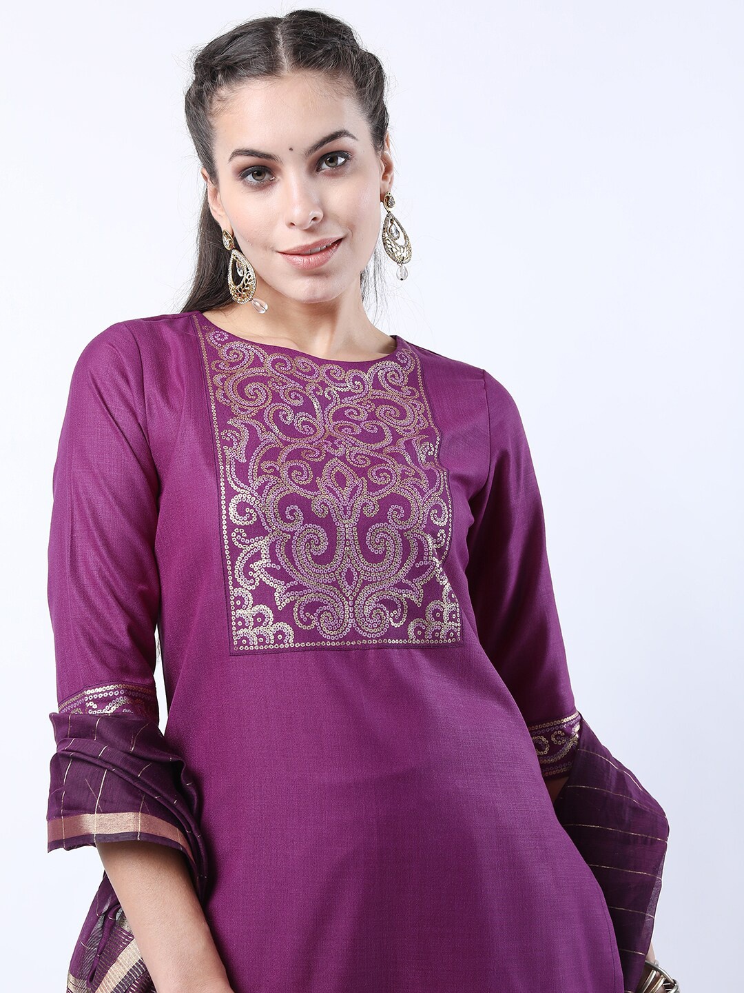 

KETCH Women Magenta Kurta with Trousers & With Dupatta