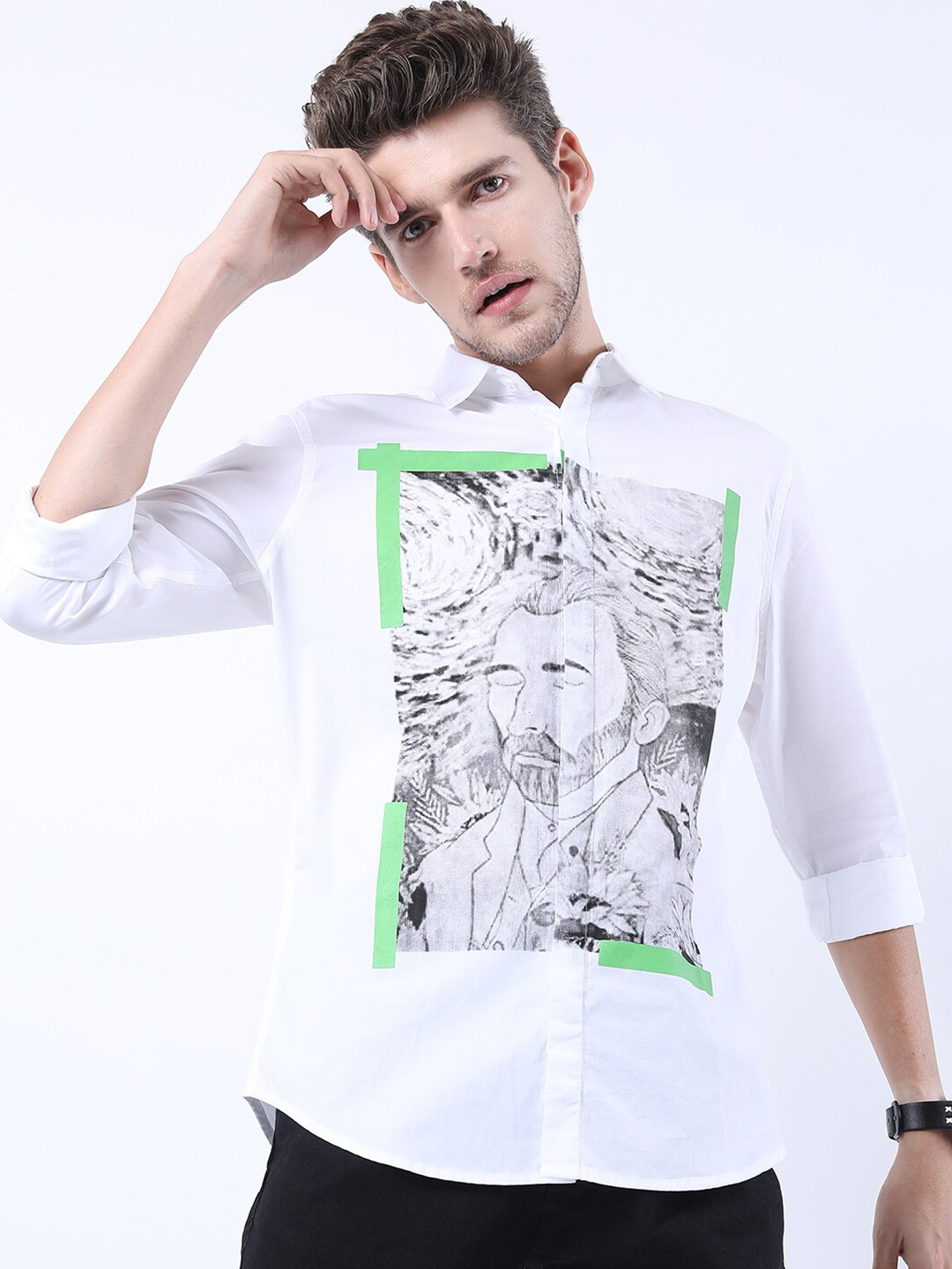 

KETCH Men White Slim Fit Printed Casual Shirt