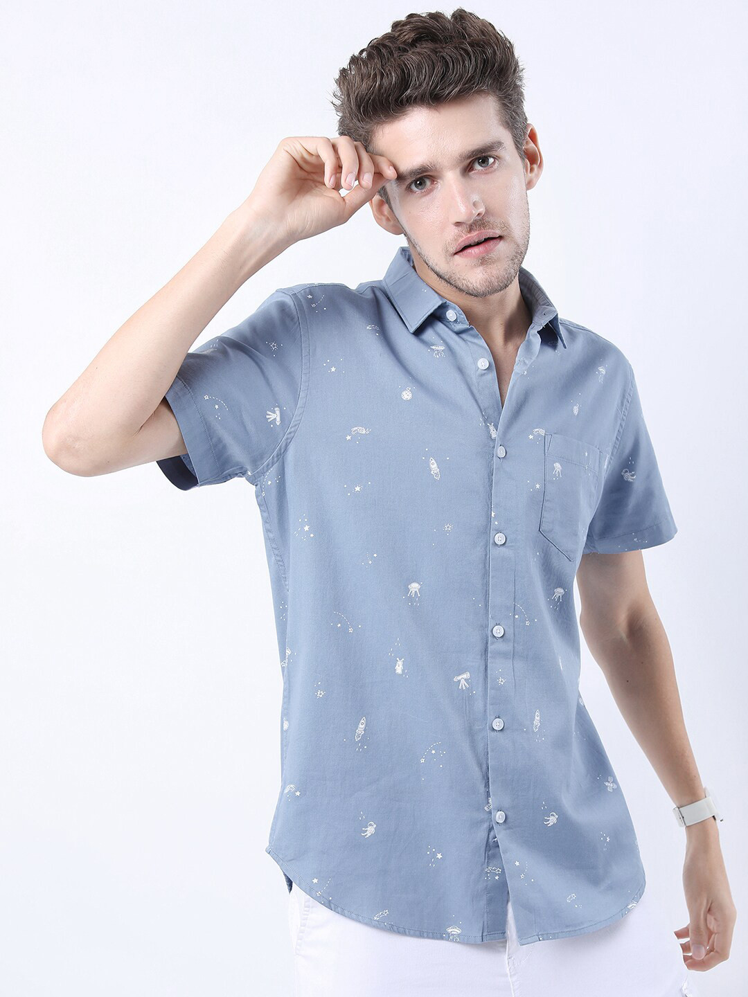 

KETCH Men Blue Slim Fit Printed Casual Shirt