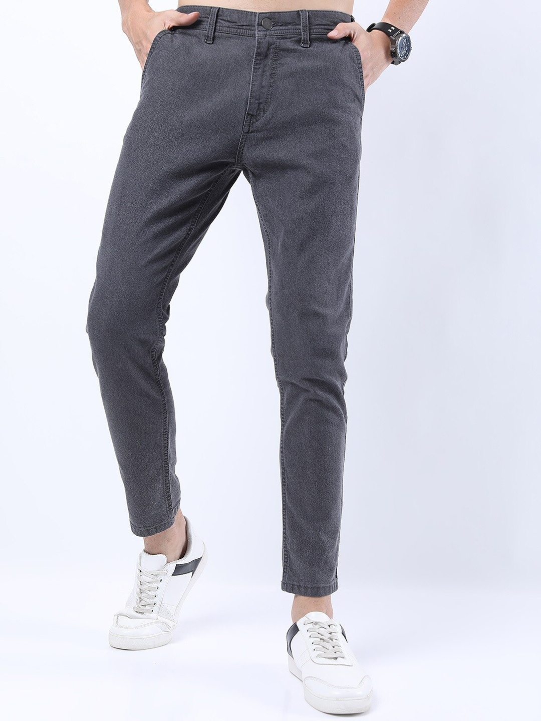 

KETCH Men Grey Slim Fit Low Distress Stretchable Jeans