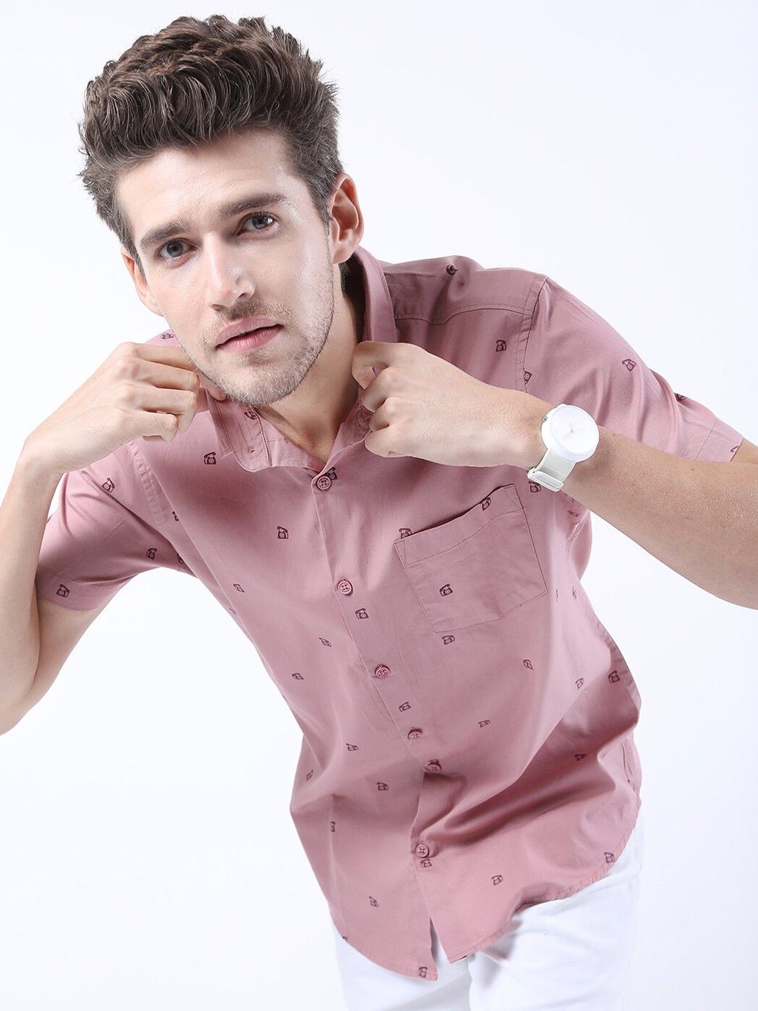 

KETCH Men Pink Slim Fit Conversational Printed Casual Shirt