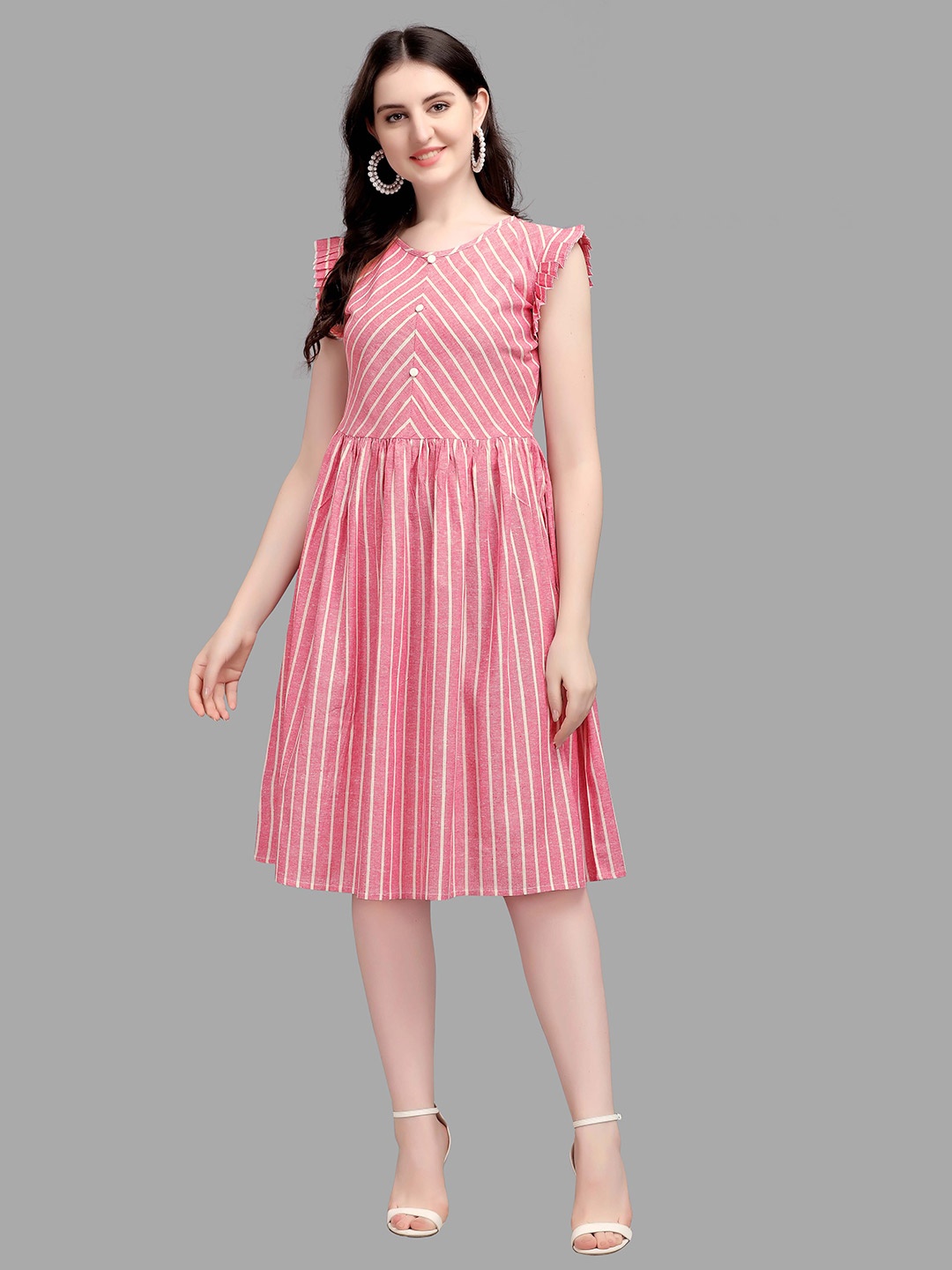 

Kinjo Pink Striped Formal Dress