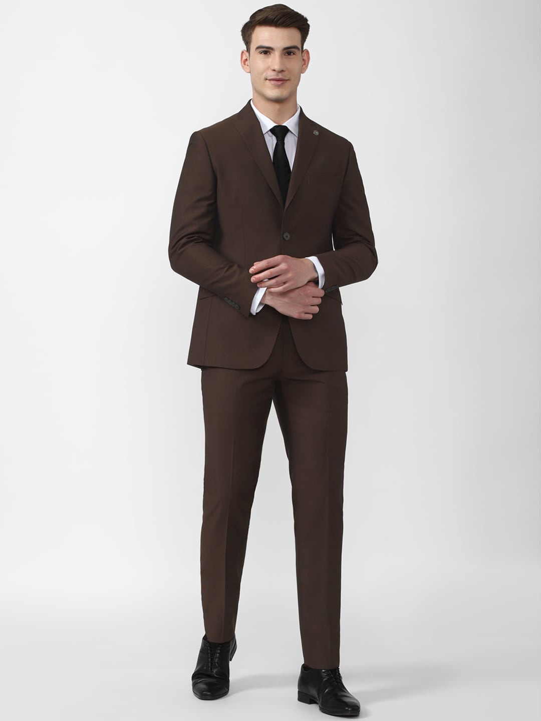 

Peter England Elite Men Brown Solid Two-Peice Suits