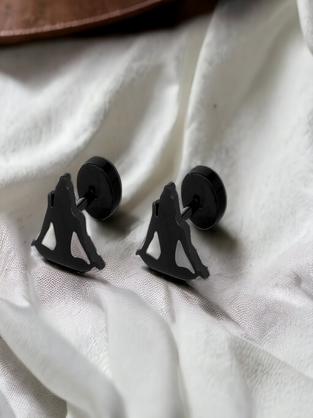 

Goldnera Black Shiva Meditation Position Studs Earrings