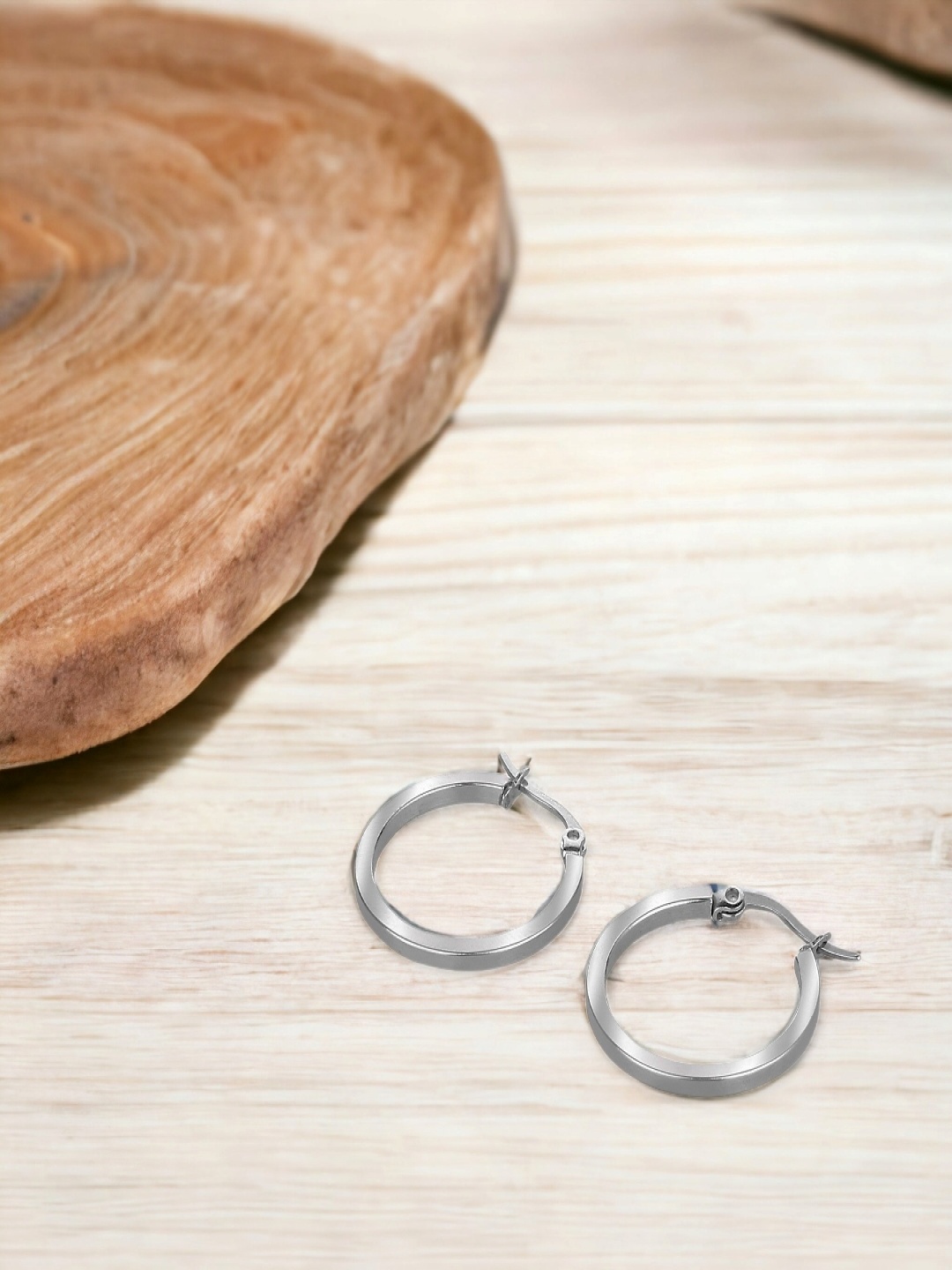 

Goldnera Women Silver-Toned Circular Hoop Earrings