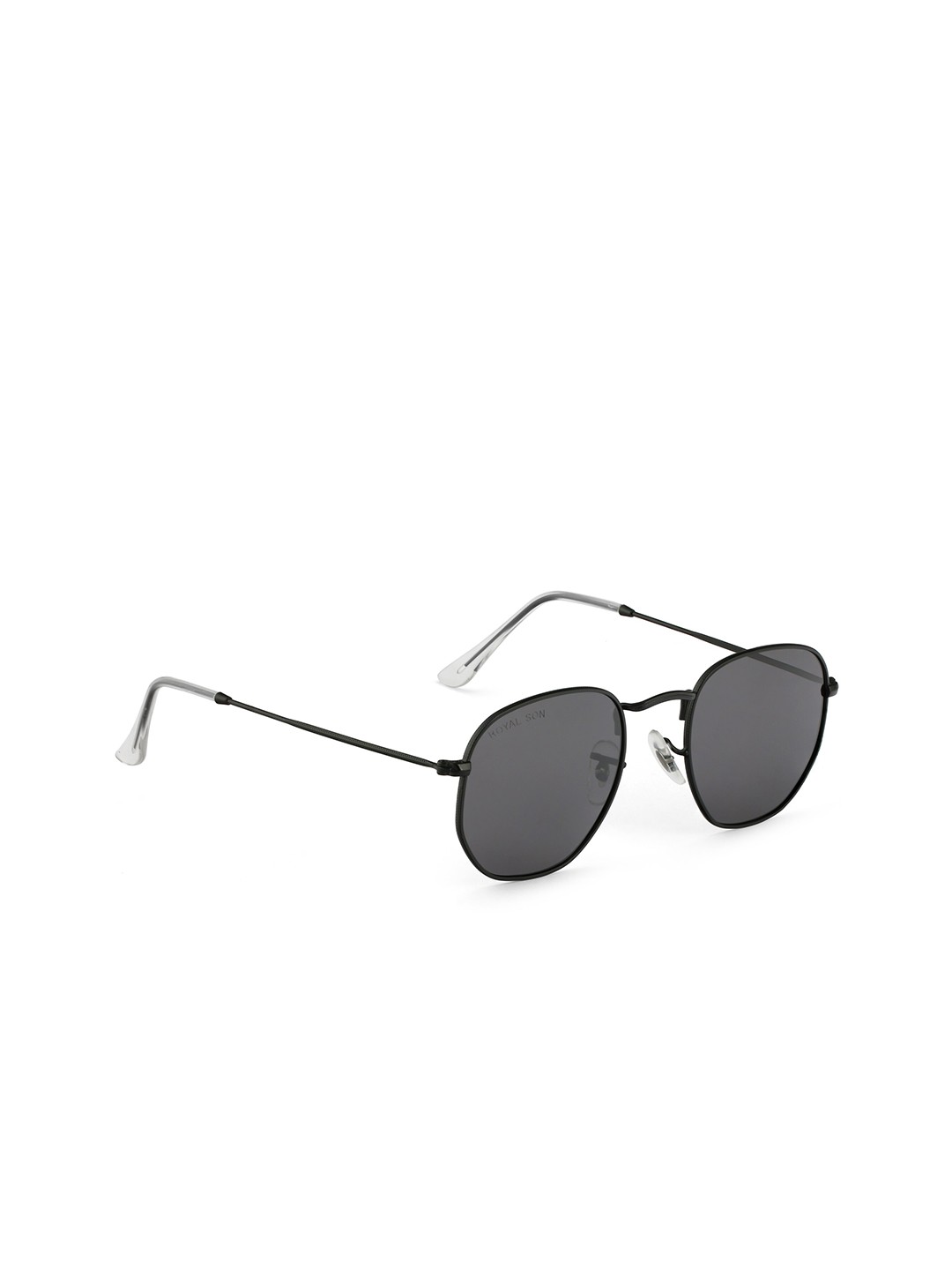 

ROYAL SON Unisex Black Lens & Black Round Sunglasses with Polarised Lens