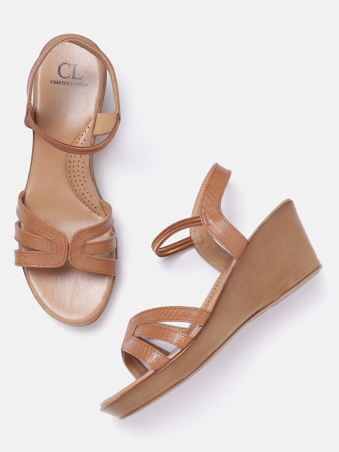 

Carlton London Women Snake Skin Textured Wedge Heels, Brown
