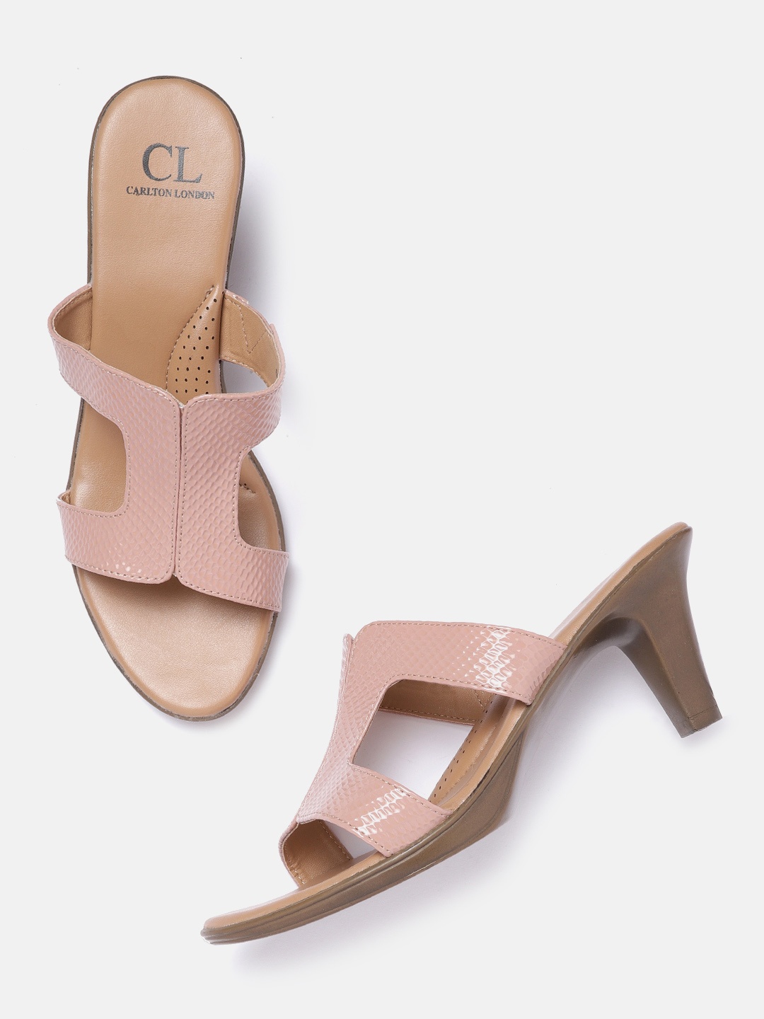 

Carlton London Women Dusty Pink Snake Skin Textured Slim Heels, Rose