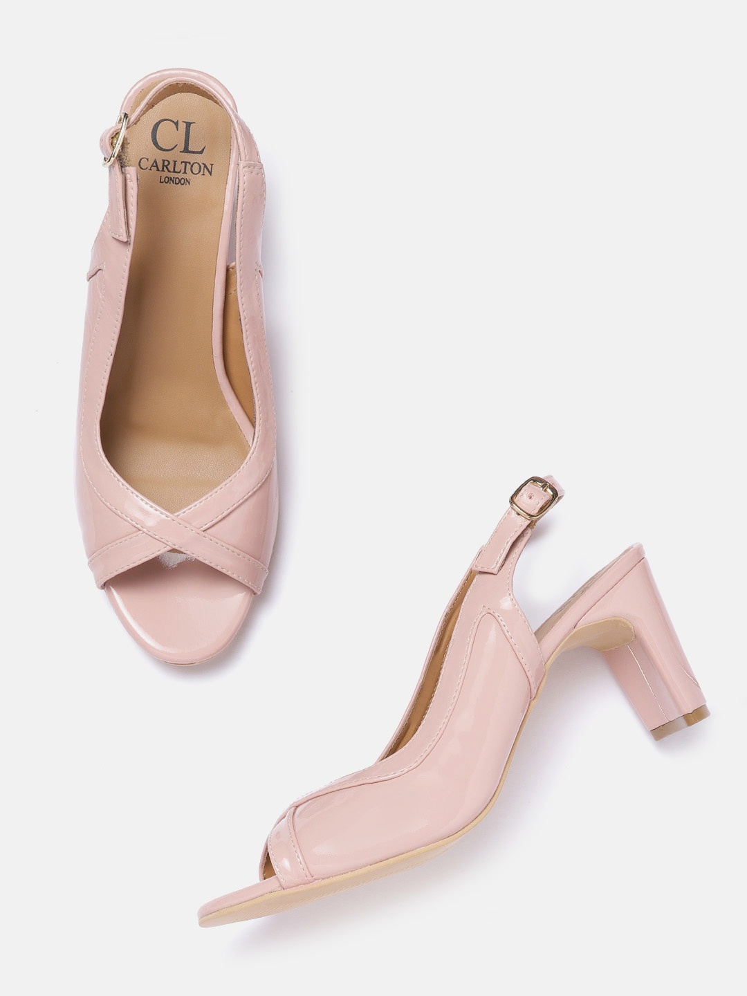 

Carlton London Women Pink Solid Block Peep Toes