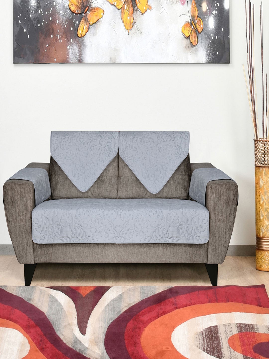 

Athome by Nilkamal Set of 2 Grey Seater Sofa Covers