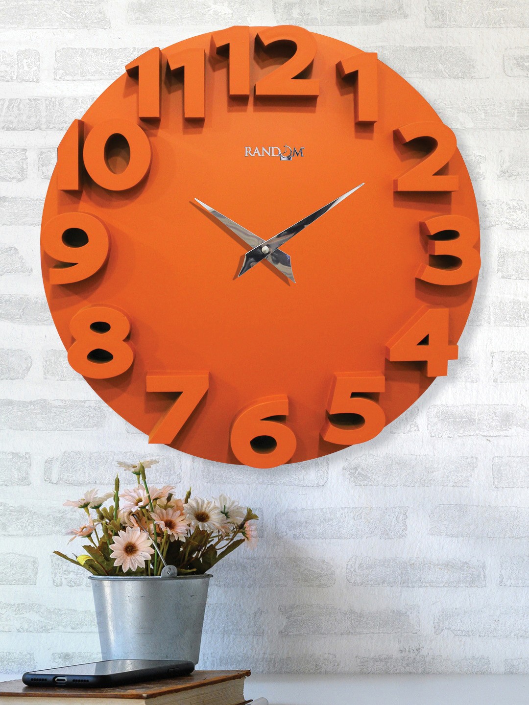 

RANDOM Orange Elegant Plastic Analogue Wall Clock Without Glass