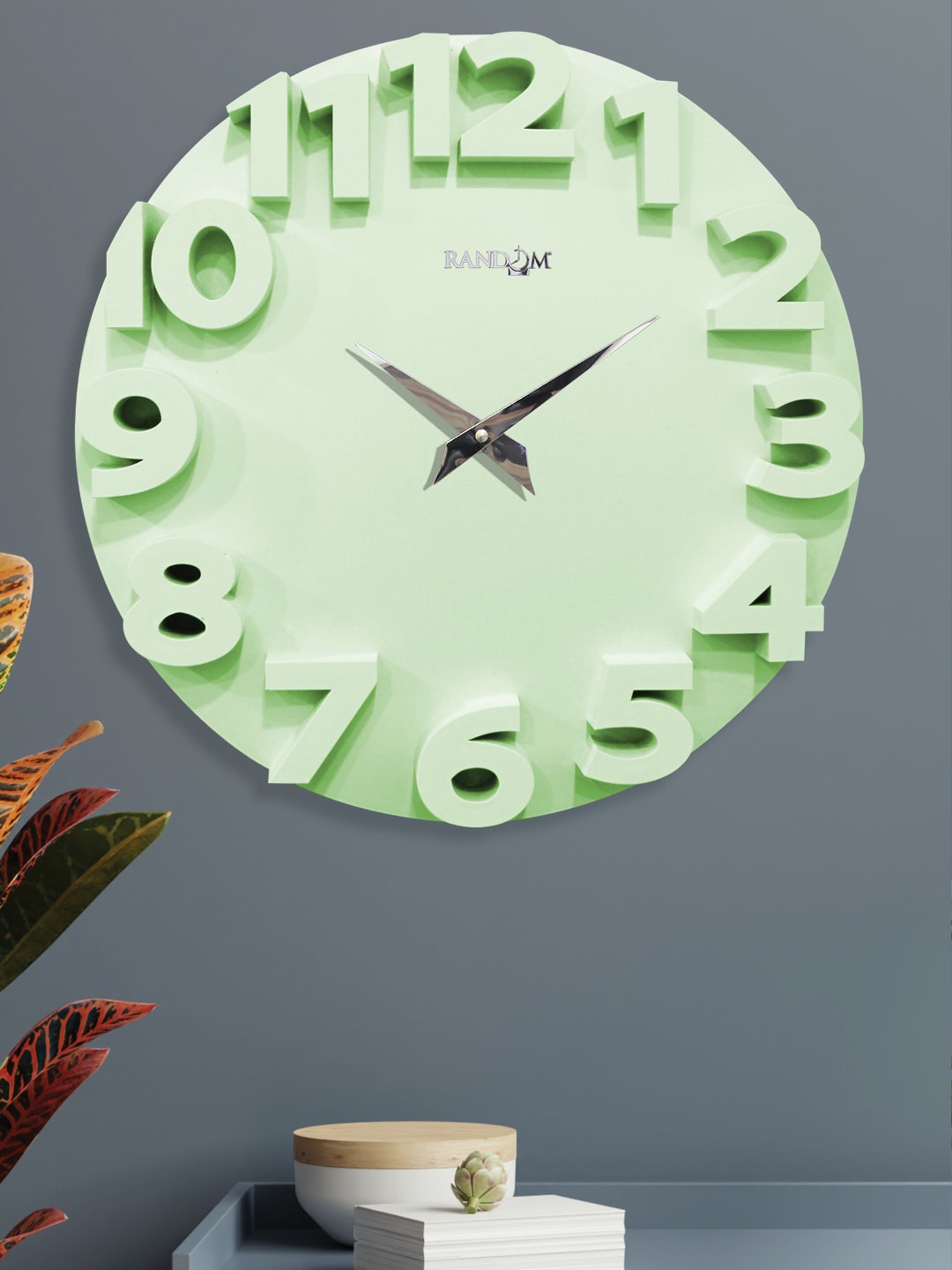 

RANDOM Green Contemporary Plastic Wall Clock Without Glass