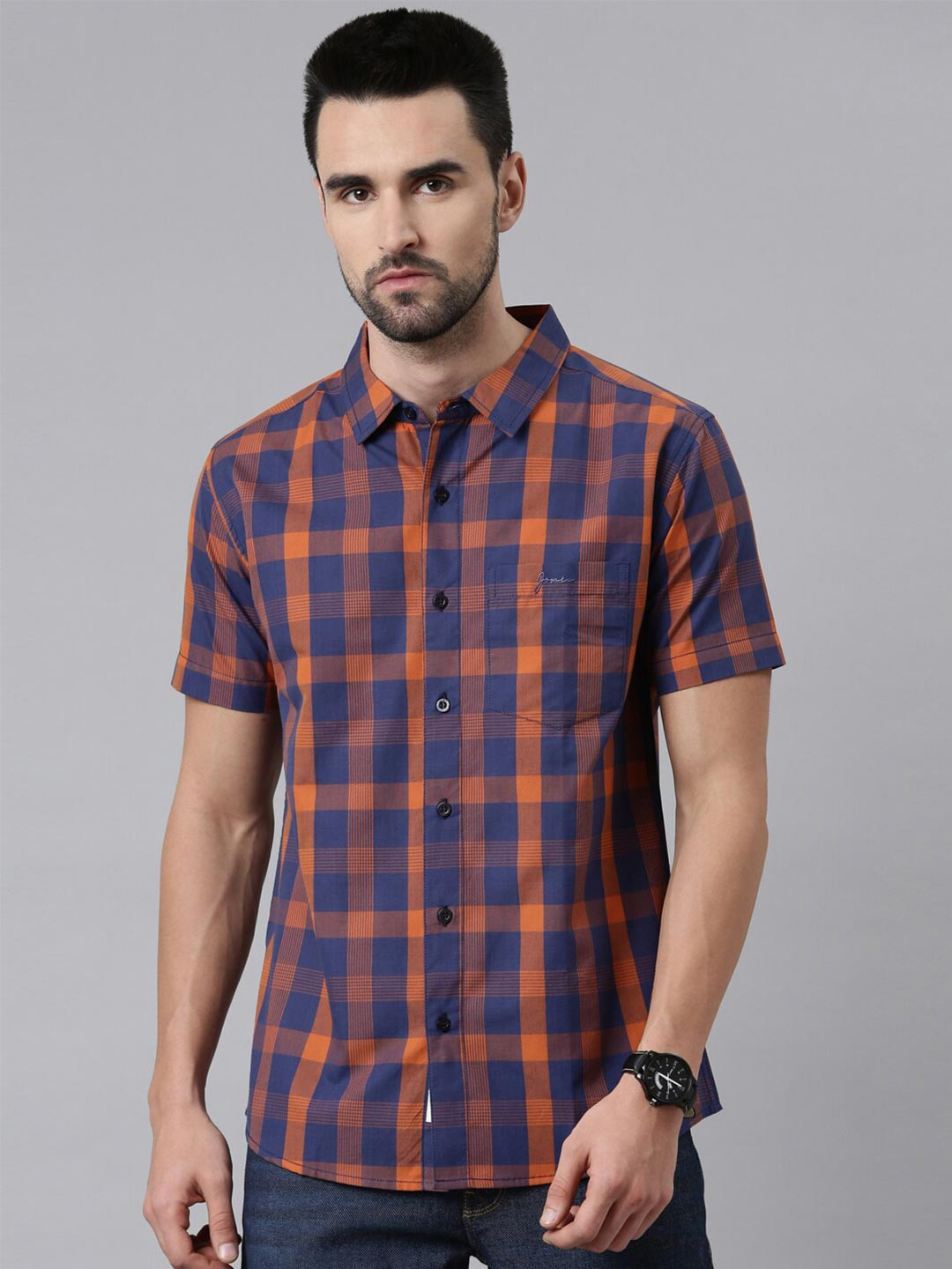 

Joven Men Blue Comfort Buffalo Checks Checked Casual Shirt