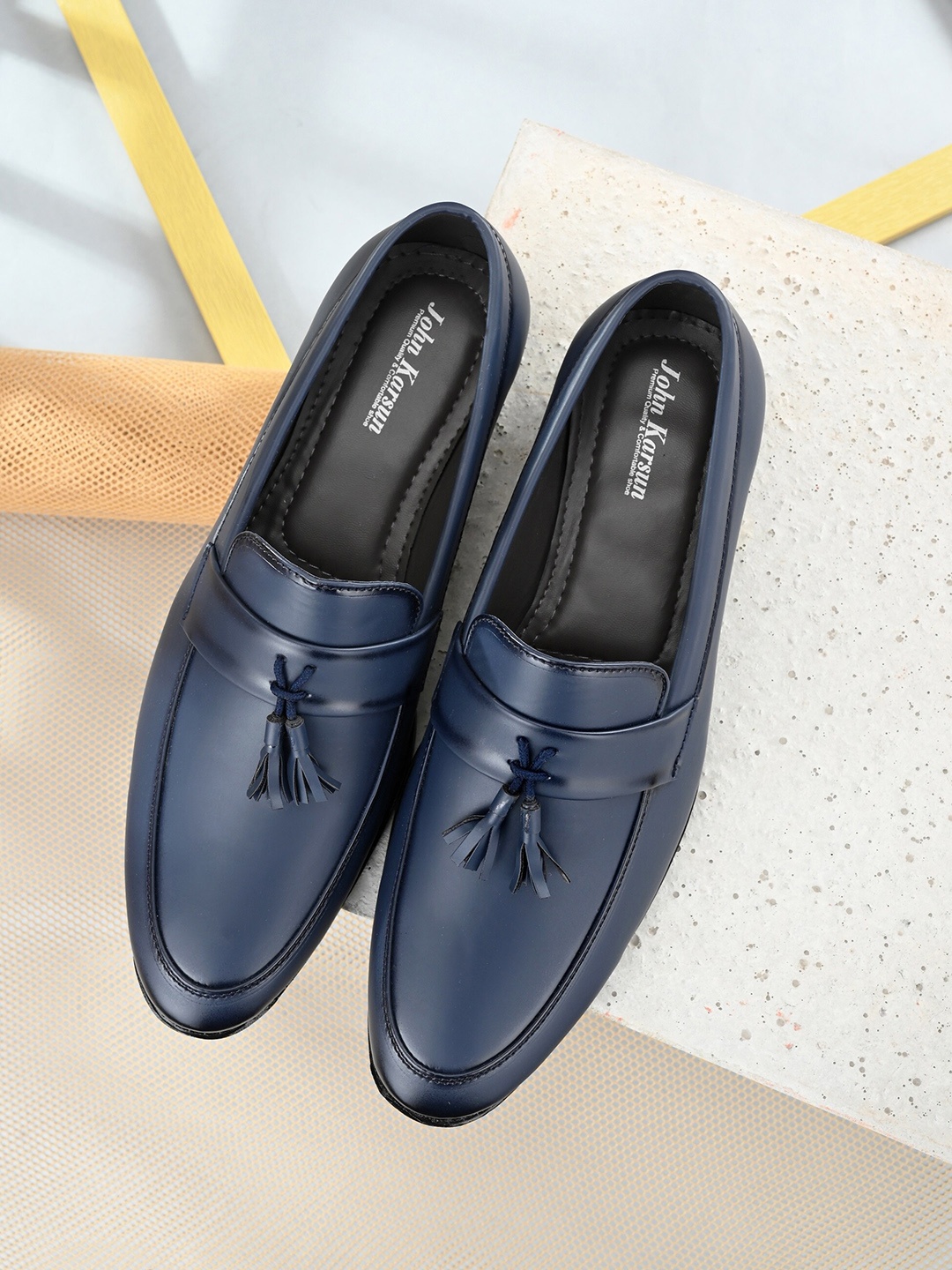 

John Karsun Men Blue Solid Loafers